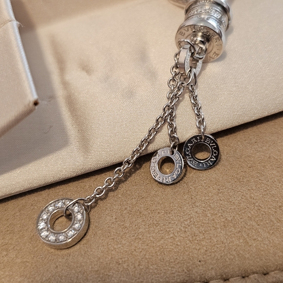 Bvlgari B.Zero White Gold 18k DIAMONDS 750 Drop Dangle Earrings 2.8 Inch Length - Picture 11 of 17